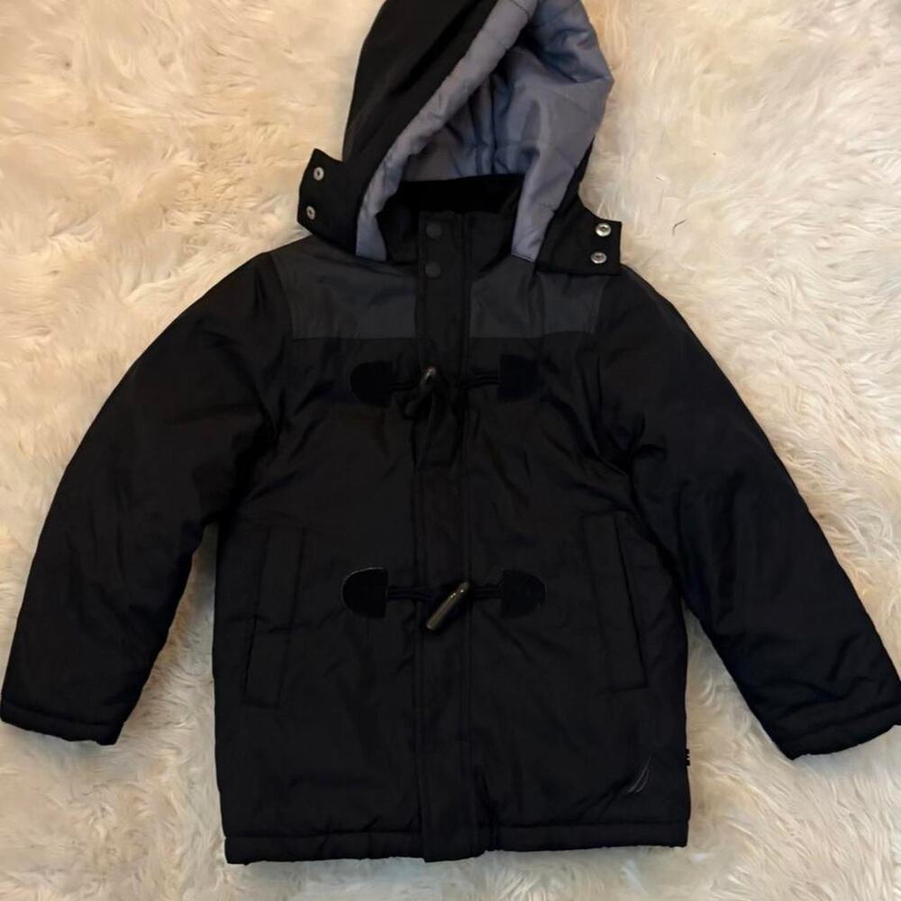Nautica Kids Winter Coat Black Duffle Parka with Toggle Buttons size medium 5/6